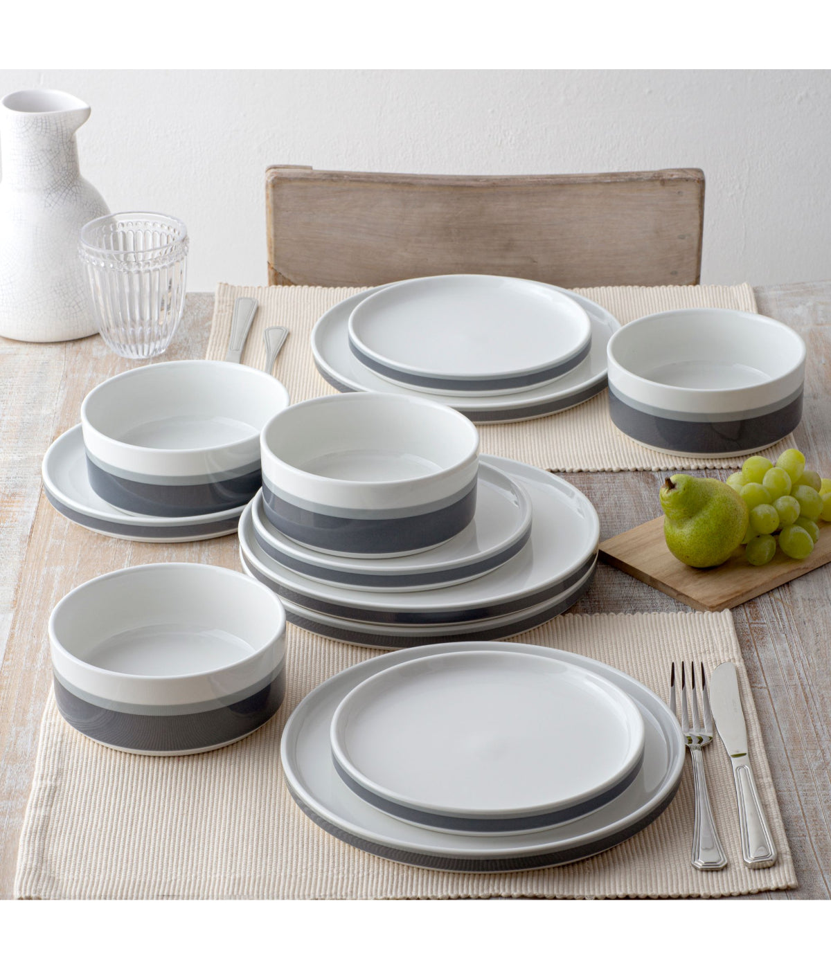  Noritake ColorStax Stripe Set of 4 Stax Salad Plates - Grey - Bonton