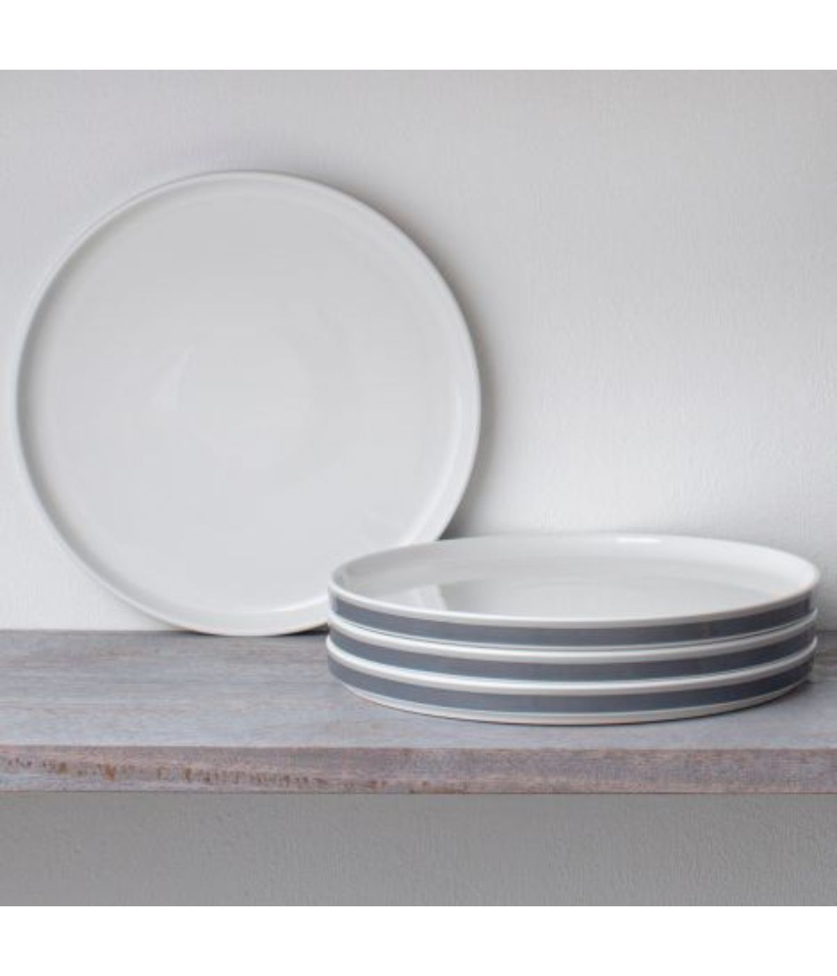  Noritake ColorStax Stripe Set of 4 Stax Dinner Plates - Grey - Bonton