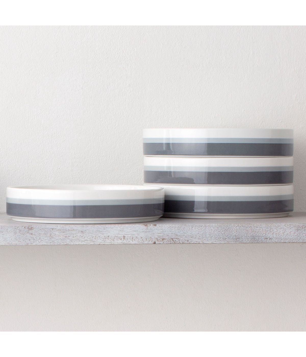  Noritake ColorStax Stripe Set of 4 Stax Deep Plates - Grey - Bonton