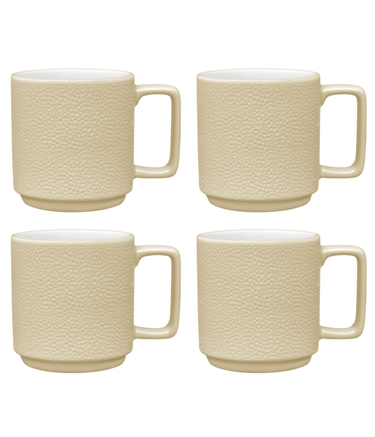  Noritake Colortex Stone Set of 4 Stax Mugs - Ivory - Bonton