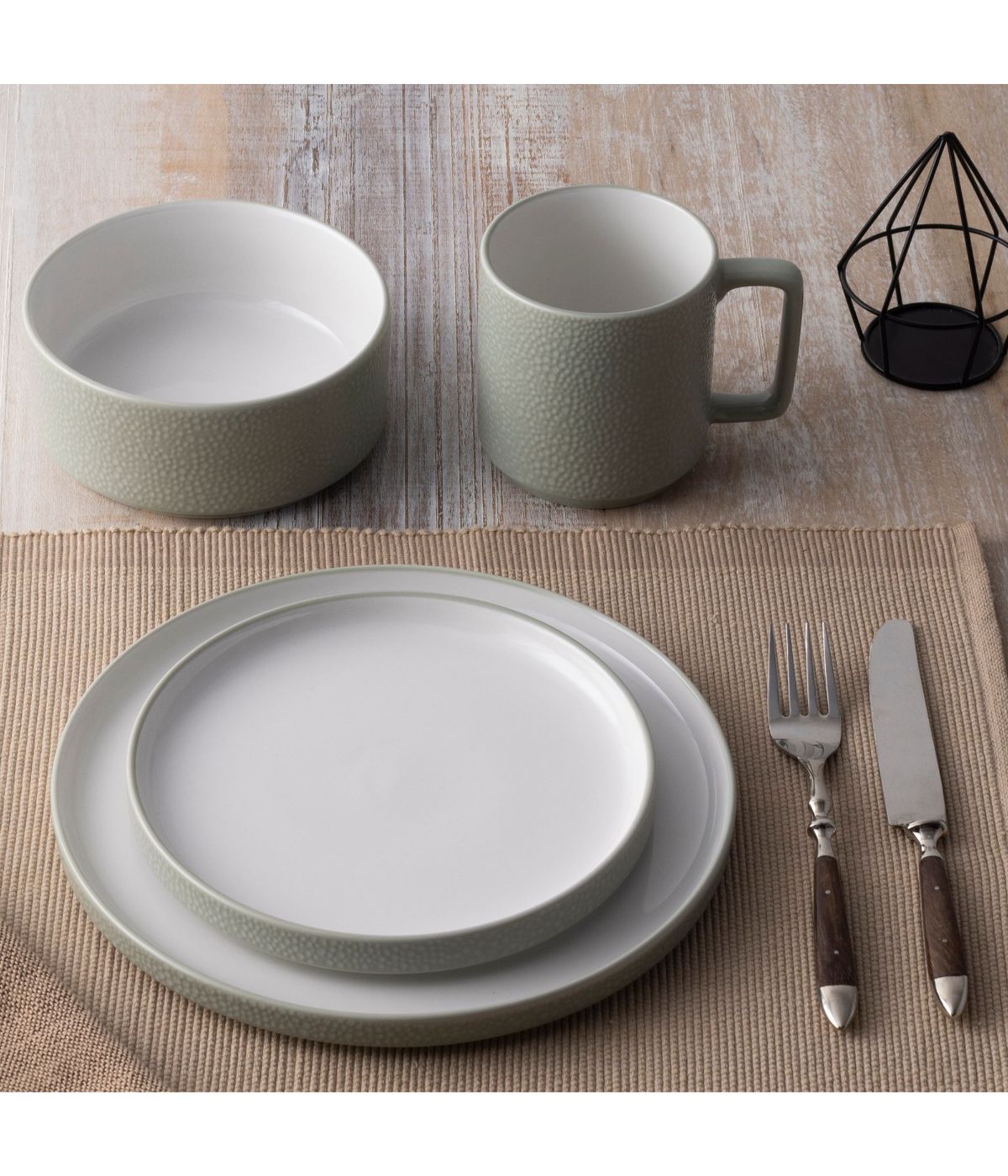  Noritake Colortex Stone 4 Piece Place Setting - Sage - Bonton