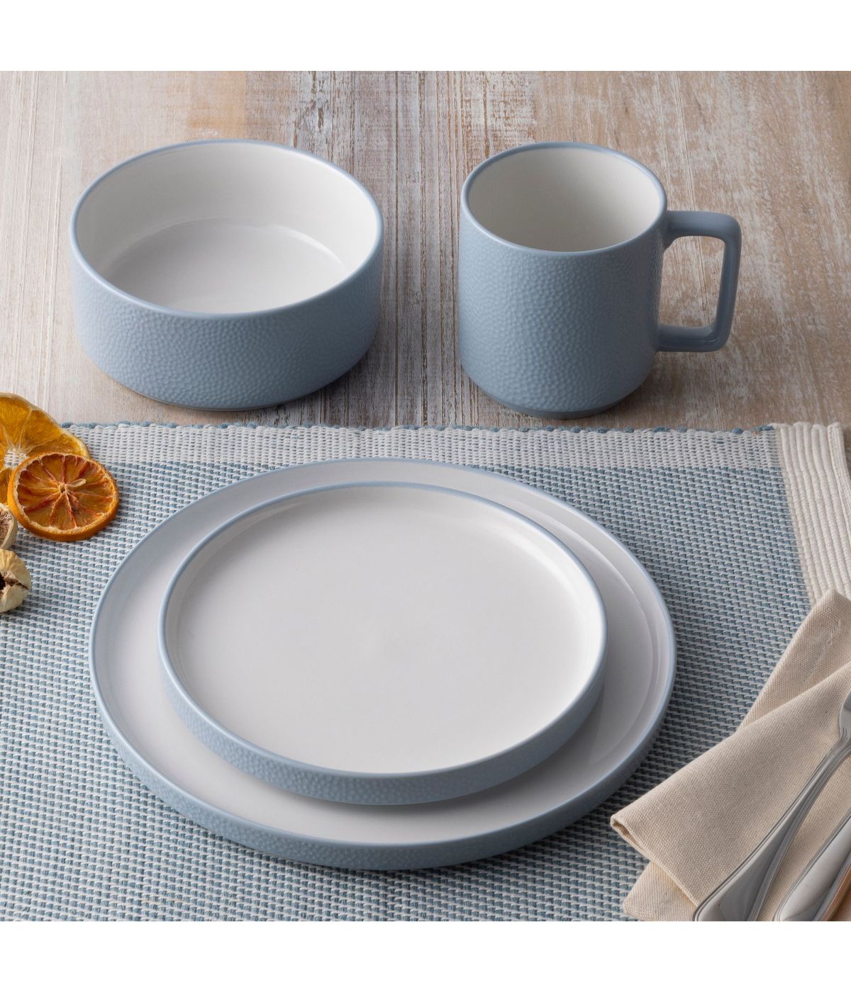  Noritake Colortex Stone 4 Piece Place Setting - Aqua - Bonton