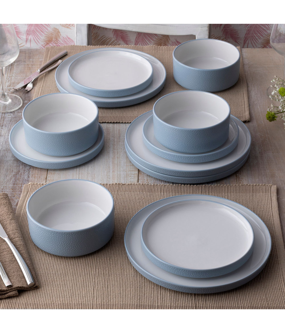  Noritake Colortex Stone Set of 4 Stax Salad Plates - Aqua - Bonton