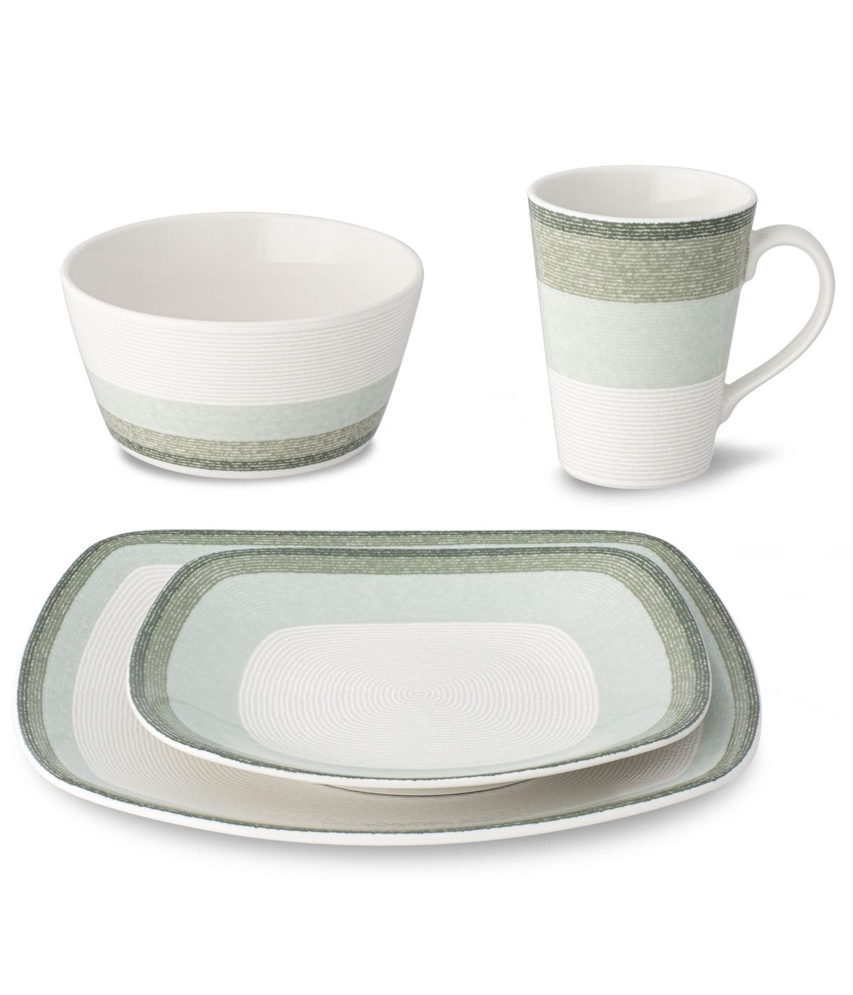  Noritake Colorscapes Layers 4 Piece Square Place Setting - Sage - Bonton