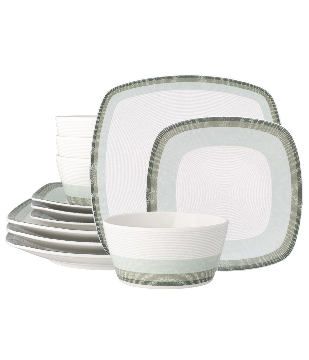  Noritake Colorscapes Layers 12 Piece Square Set, Service for 4 - Sage - Bonton