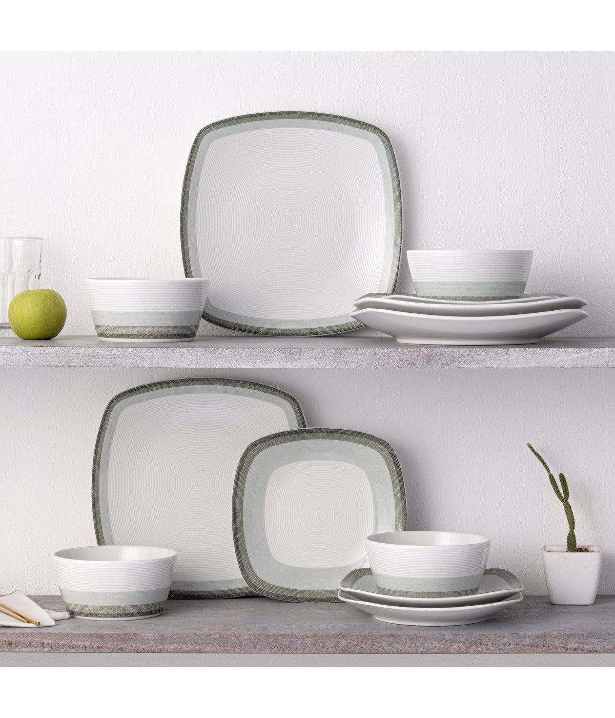  Noritake Colorscapes Layers 12 Piece Square Set, Service for 4 - Sage - Bonton