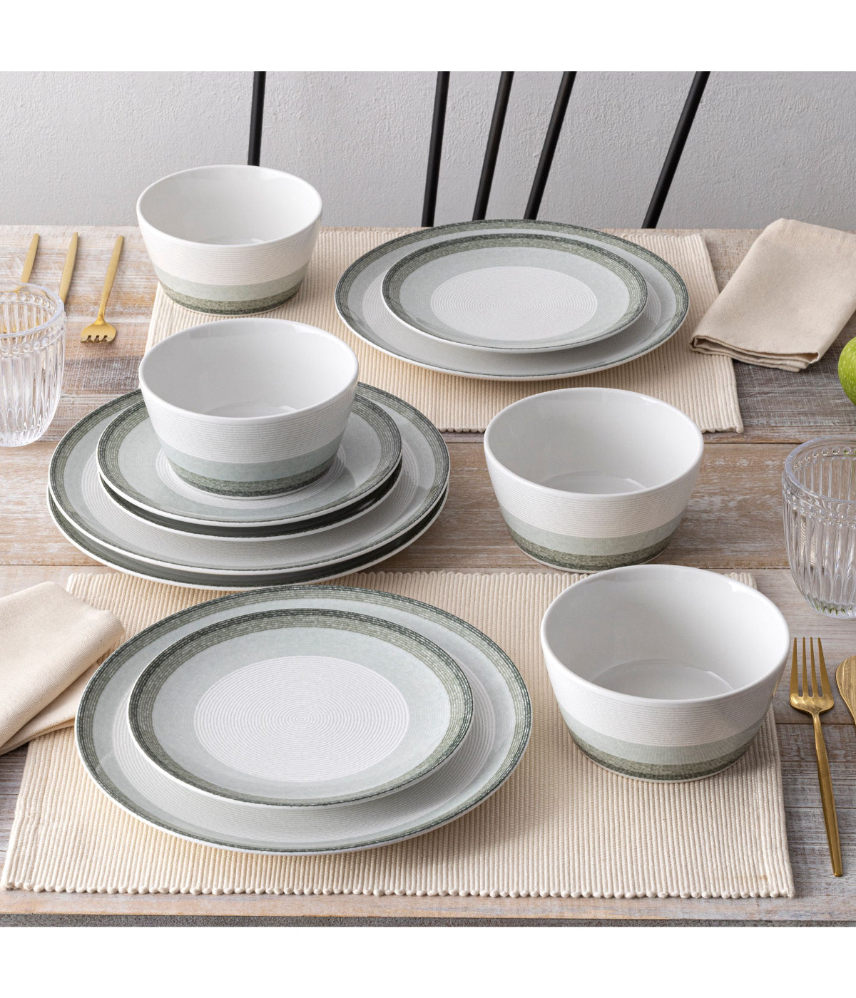  Noritake Colorscapes Layers Set of 4 Coupe Dinner Plates - Sage - Bonton