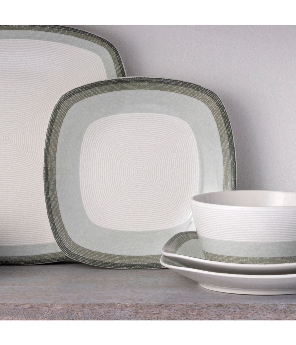  Noritake Colorscapes Layers Set of 4 Square Salad Plates - Sage - Bonton