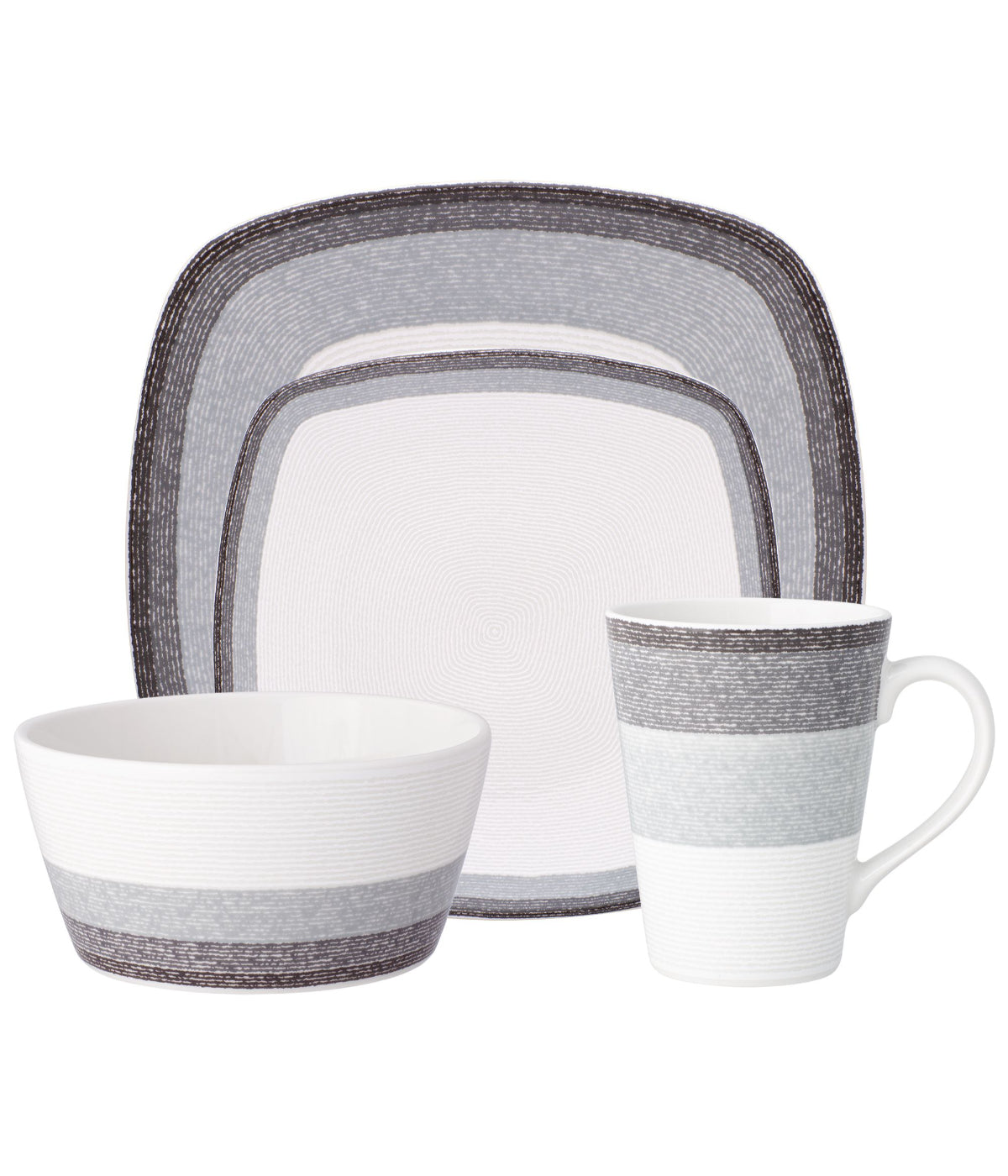  Noritake Colorscapes Layers 4 Piece Square Place Setting - Charcoal - Bonton