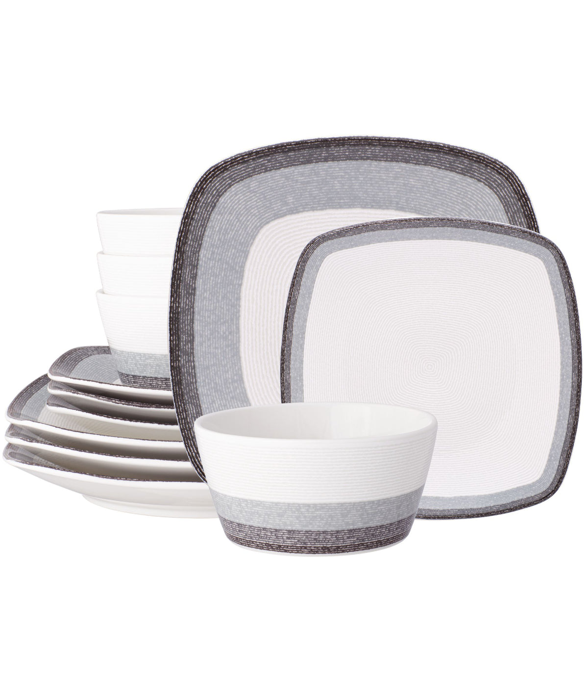  Noritake Colorscapes Layers 12 Piece Square Set, Service For 4 - Charcoal - Bonton