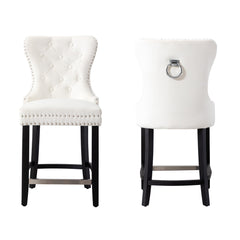 24" Tufted Velvet Counter Stool, Set of 2