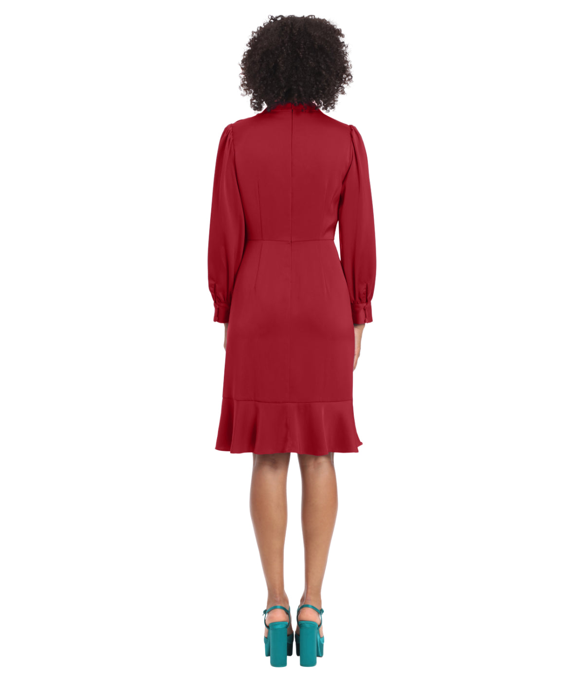  Maggy London Short Dress With Shoulder Drape Detail And Ruffle Hem - Red Velvet - Bonton