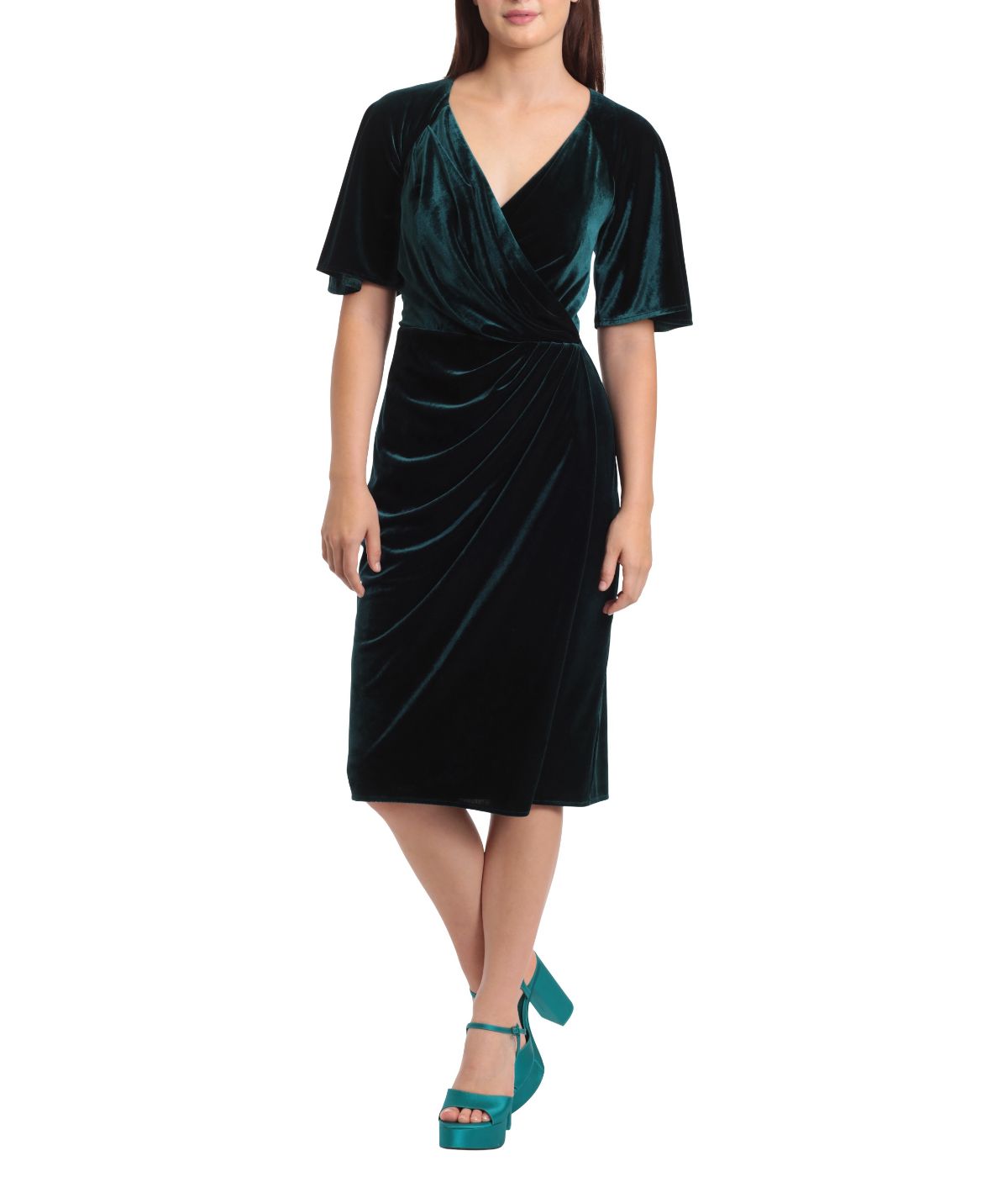  Maggy London Raglan Wrap Dress - Hunter Green - Bonton