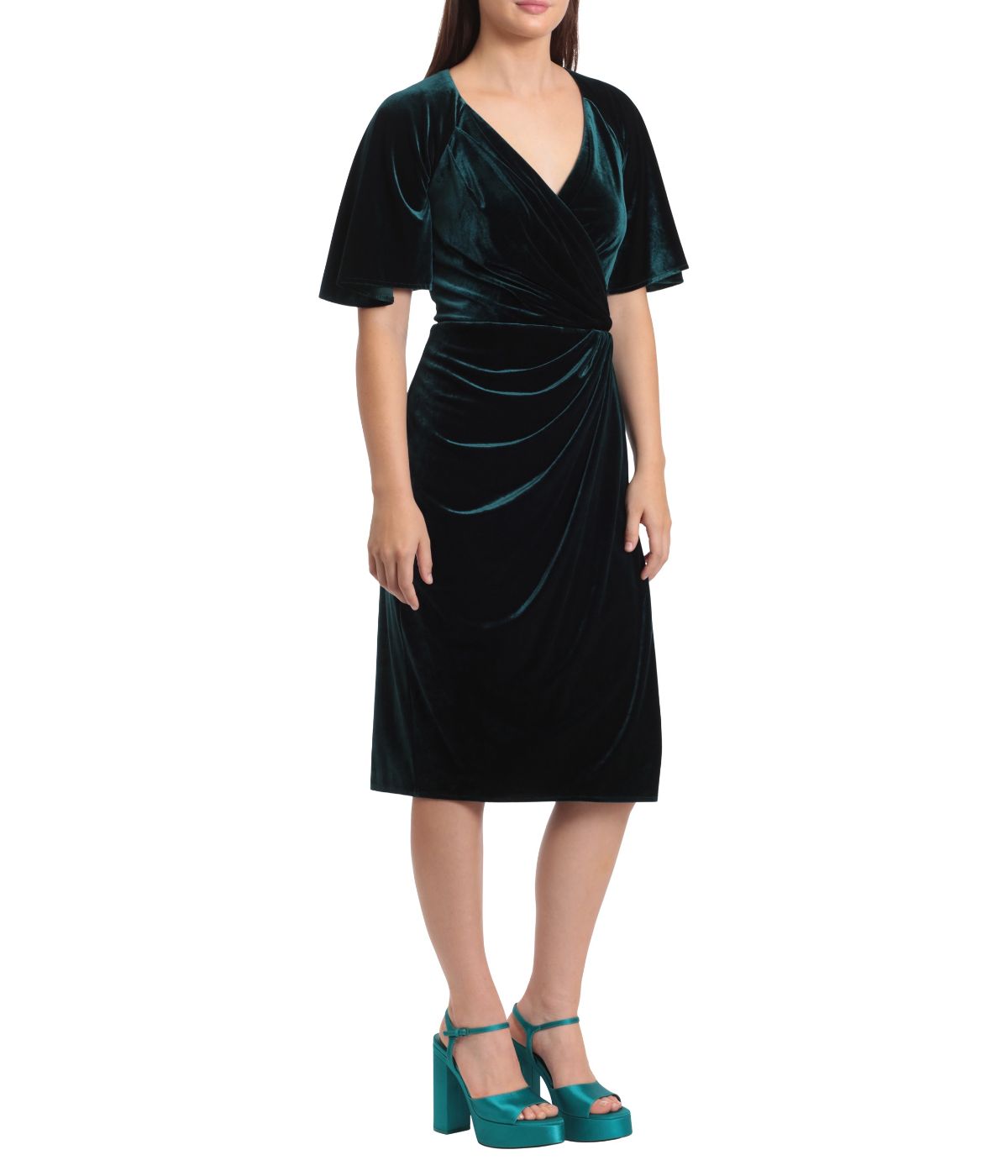  Maggy London Raglan Wrap Dress - Hunter Green - Bonton