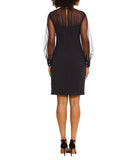 Long Sleeve Illusion Mini Dress Black