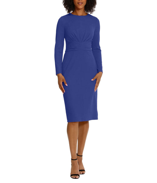 Long Sleeve Midi With Gathered Bodice Sodalite Blue