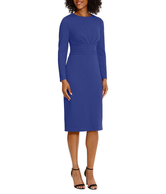 Long Sleeve Midi With Gathered Bodice Sodalite Blue