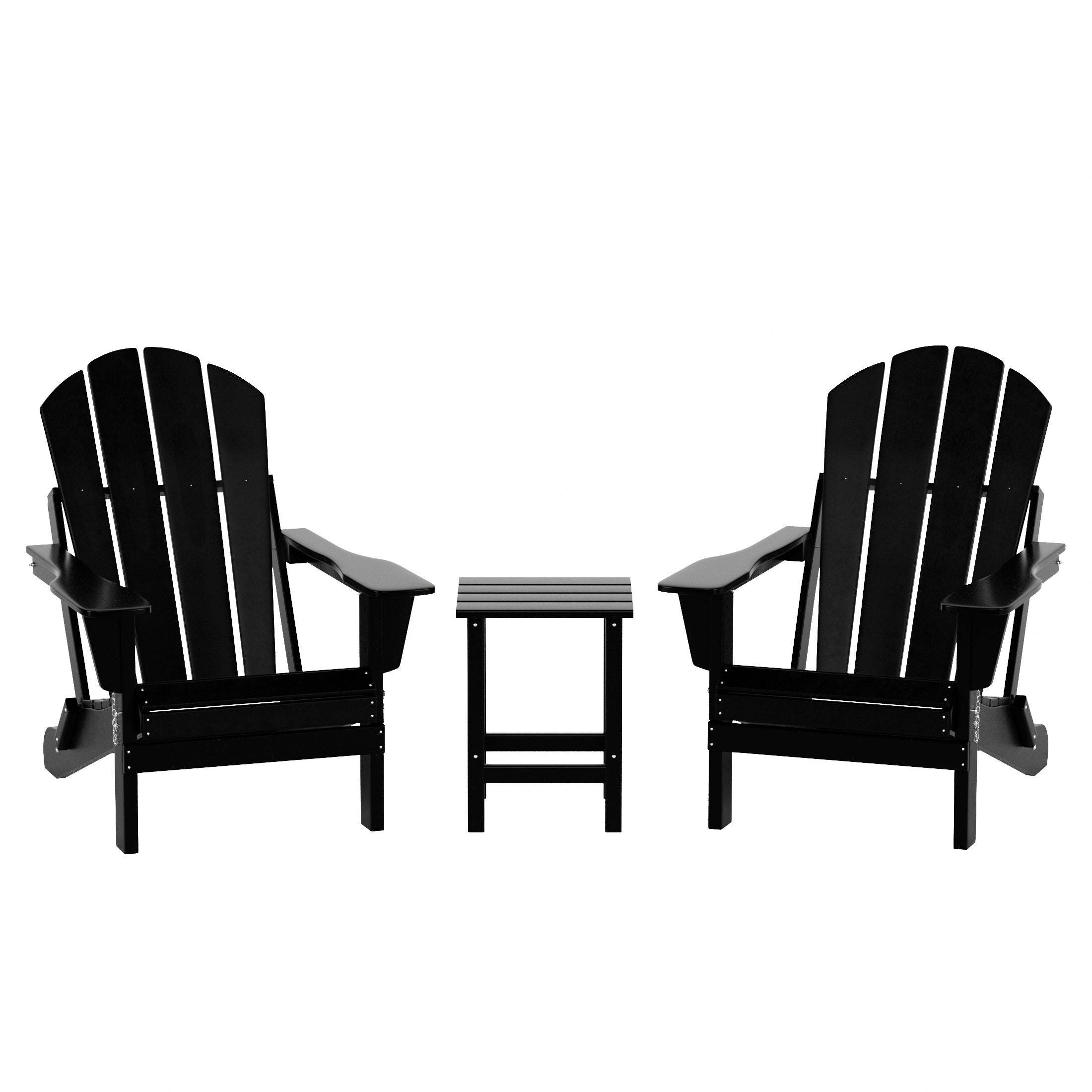  Westin Furniture 3-Piece Outdoor Patio Adirondack Conversation Seating Set - Black - Bonton