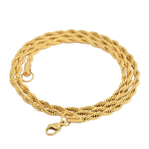  Gemesis Jewels by Edforce Twist Rope Chain 4mm Necklace - Gold - Bonton