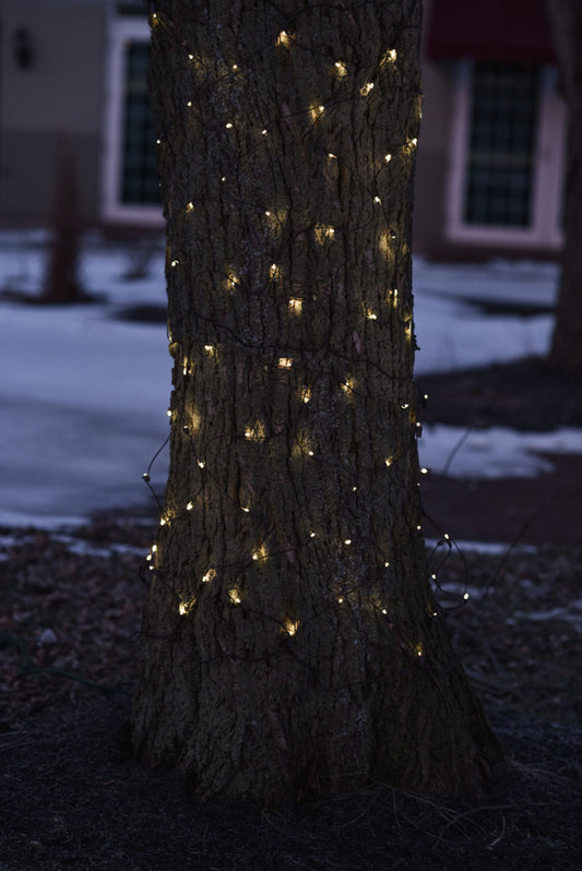 2' X 8' Clear LED Mini Net Style Tree Trunk Wrap Christmas Lights  Brown Wire