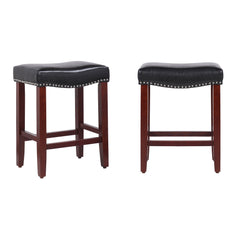 24" Upholstered Saddle Seat Set of 2 Counter Stool