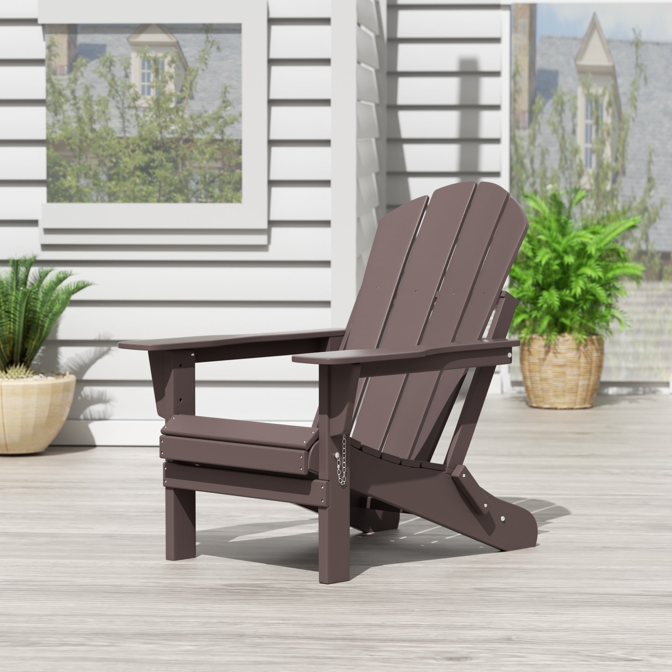  Westin Furniture Outdoor Folding Poly Adirondack Chair - Dark Brown - Bonton