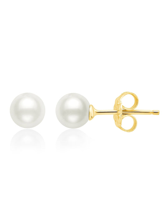 Genuine Pearl Stud Earrings in 18kt Yellow Gold