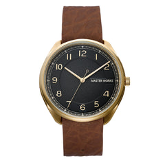 Master Works Mens Classic Leather Strap Watch