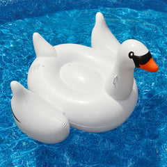 75" Inflatable White and Black Giant Swan Swimming Pool Ride-on Float Toy