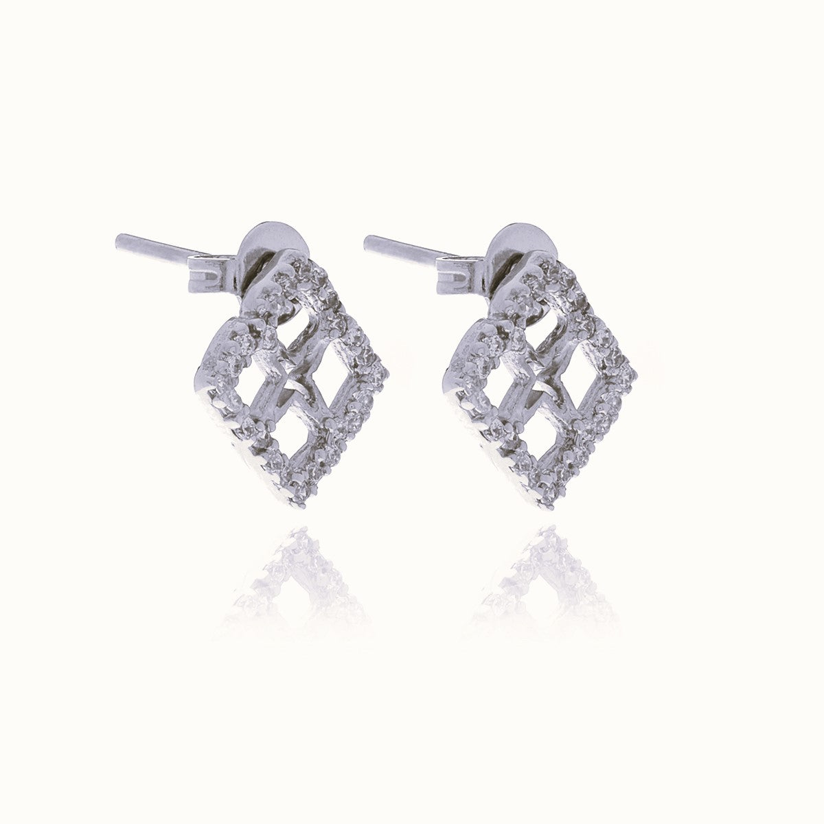  Georgina Jewelry Signature Mini Flower Diamond Earrings - Silver - Bonton