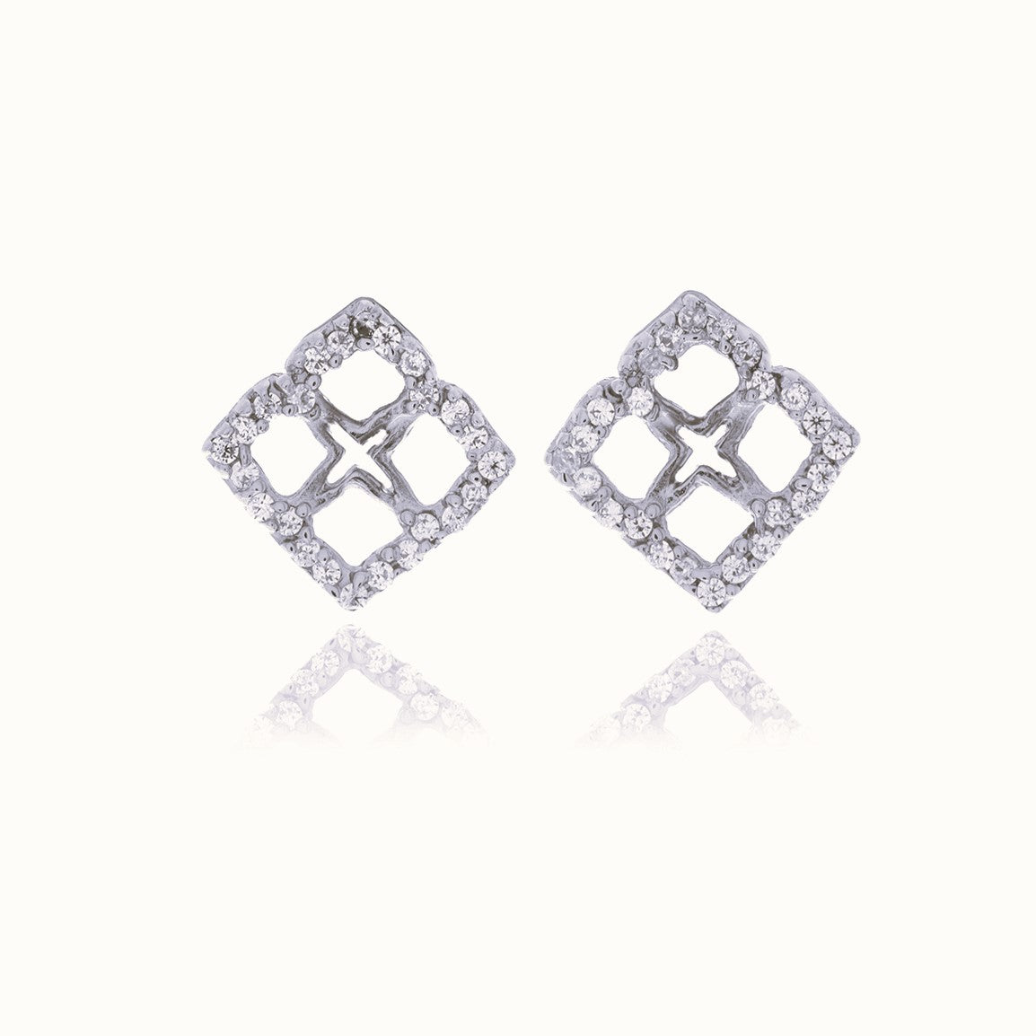  Georgina Jewelry Signature Mini Flower Diamond Earrings - Silver - Bonton