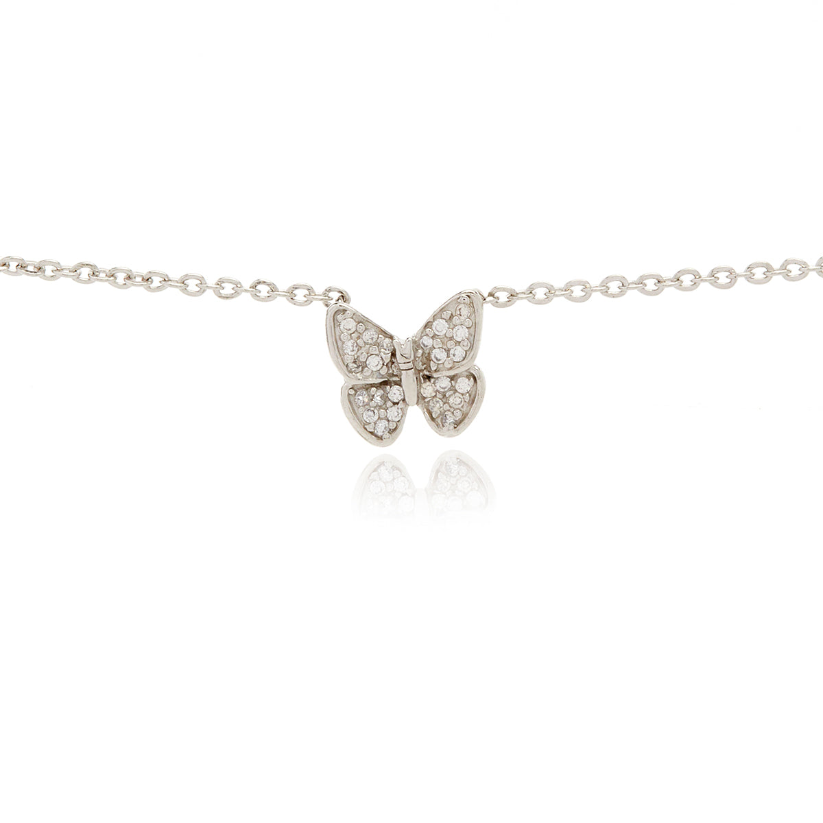  Georgina Jewelry Mini Butterfly Diamond Necklace - Silver - Bonton