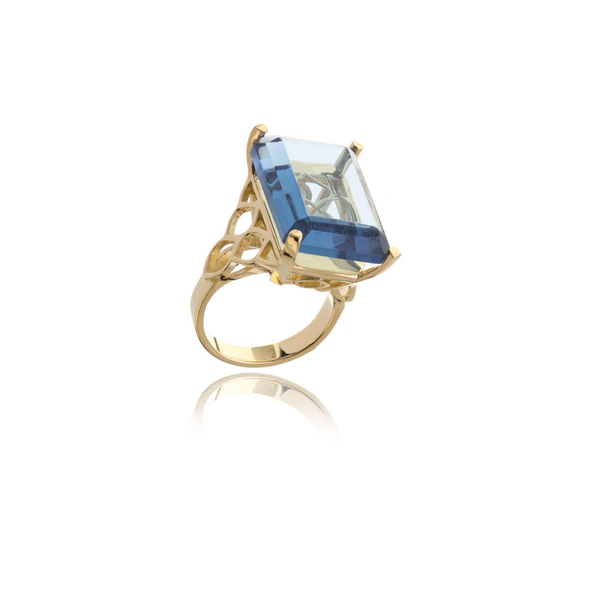  Georgina Jewelry Signature Rectangle Blue Crystal Ring - Blue - Bonton