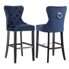 29" Tufted Velvet Bar Stool, Set of 2