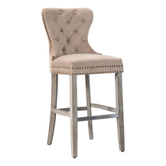 29" Tufted Velvet Bar Stool