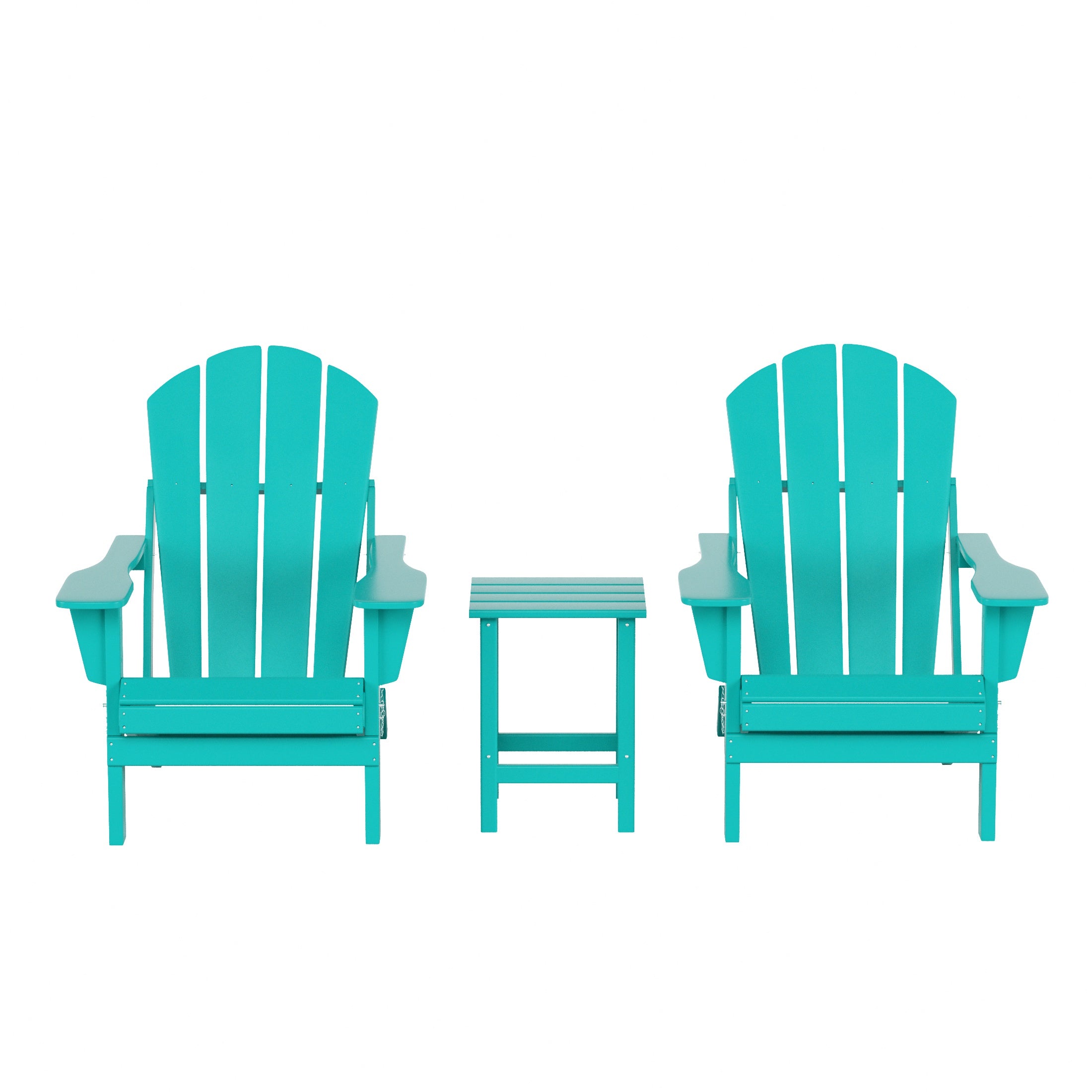  Westin Furniture 3-Piece Outdoor Patio Adirondack Conversation Seating Set - Pacific Blue - Bonton