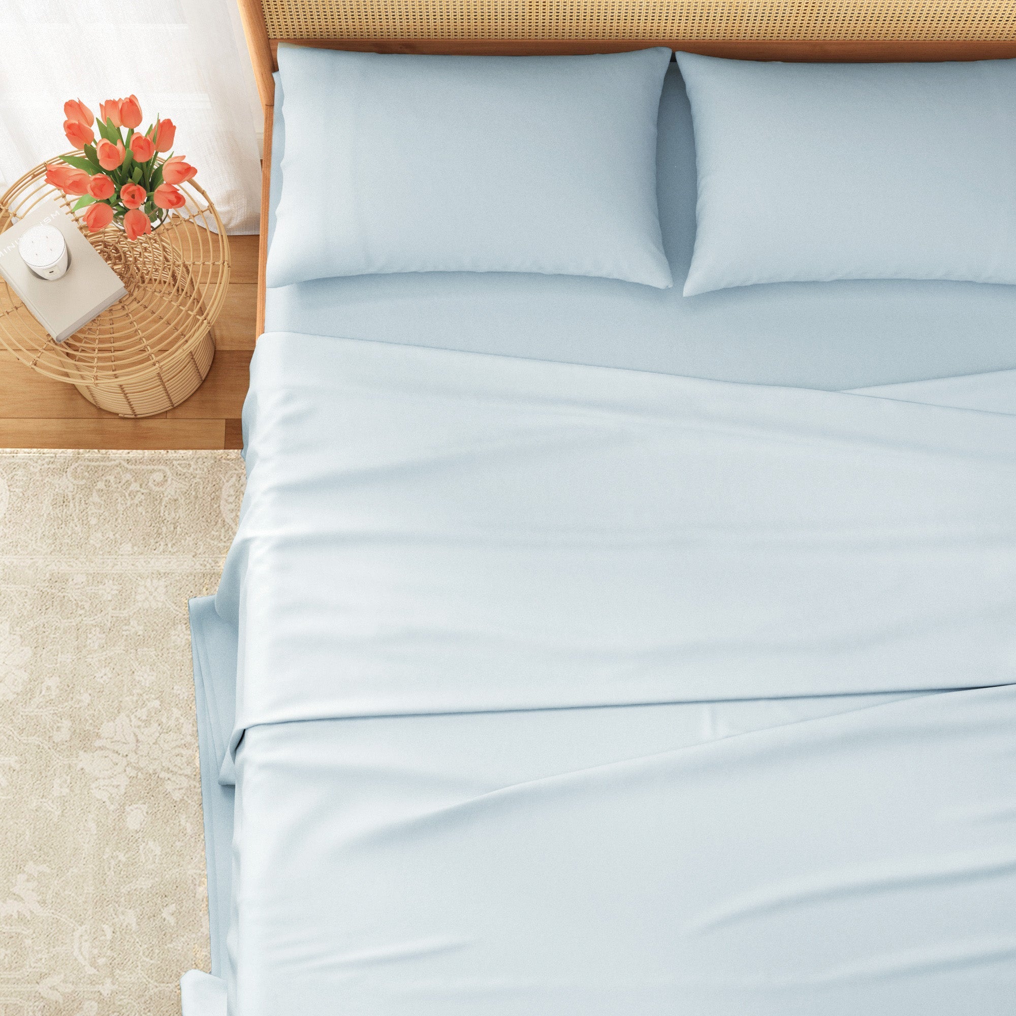  Patina Vie Maison Patina Vie Maison Pre-Washed Microfiber Ultra-Soft Solid Bed Sheet Set - Twin - Bonton