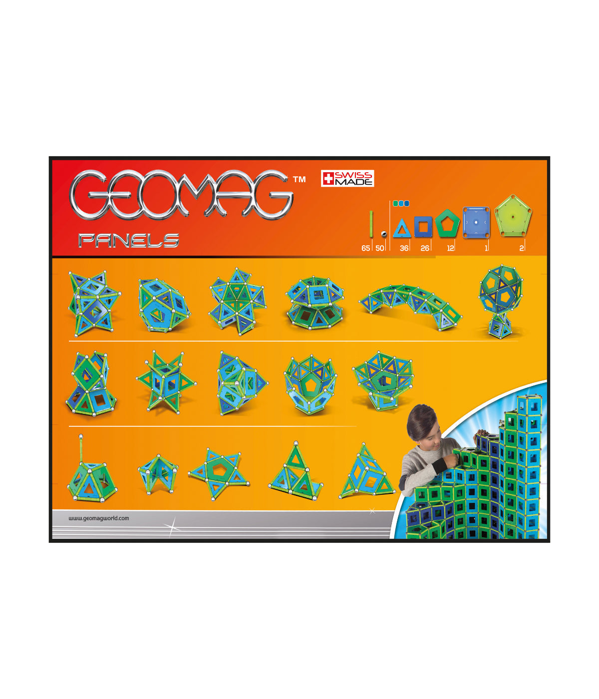  Geomag Panels: 192 Pcs Multi - Multi - Bonton