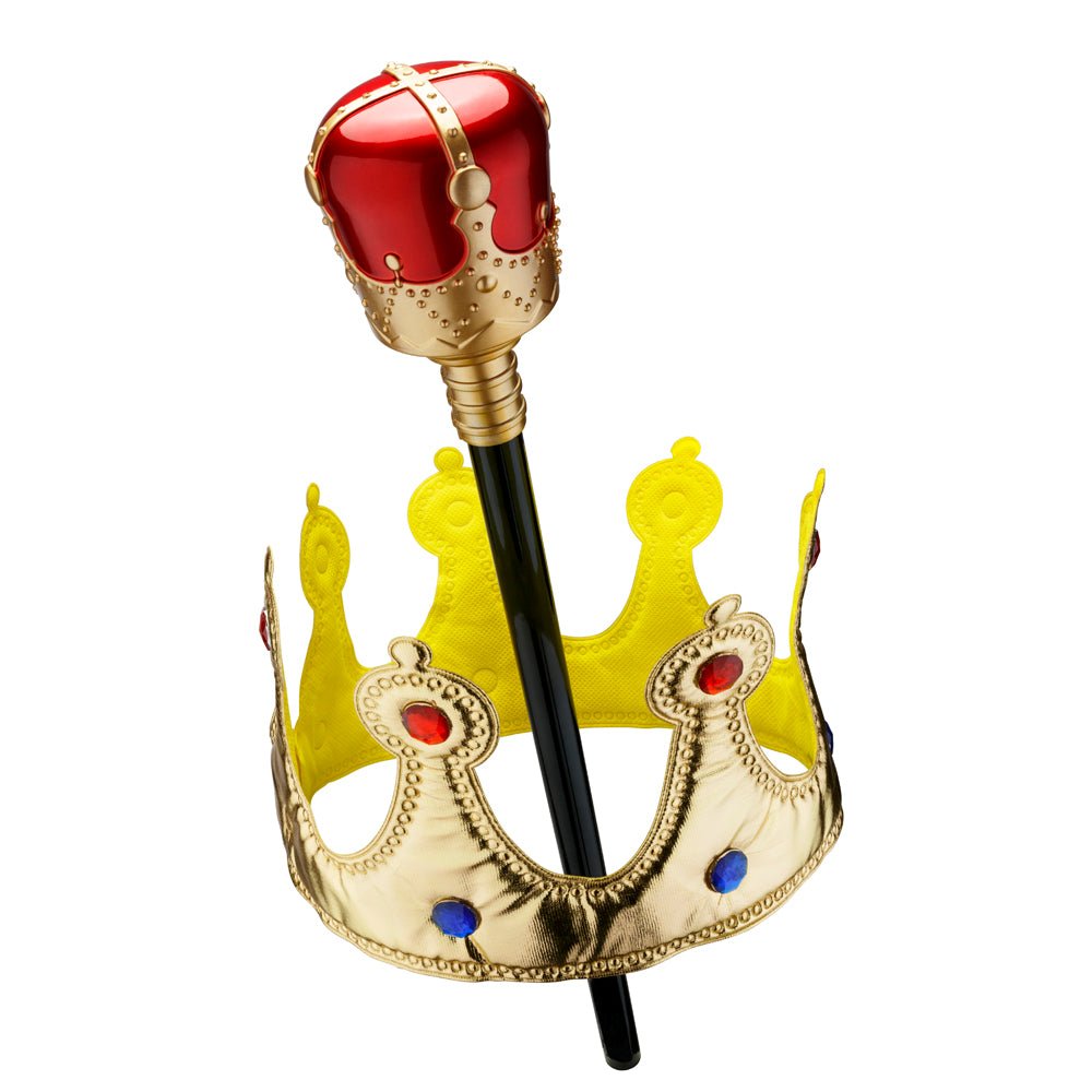  Dress Up America Gold Crown and Scepter Set by Dress Up America - Blue - Bonton
