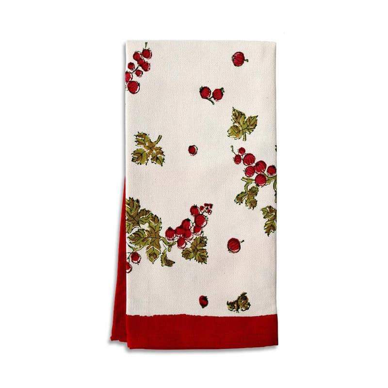  Couleur Nature Gooseberry Red/Green Tea Towels Set of 3 - Red/Green - Bonton