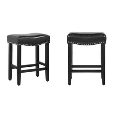 24" Upholstered Saddle Seat Set of 2 Counter Stool