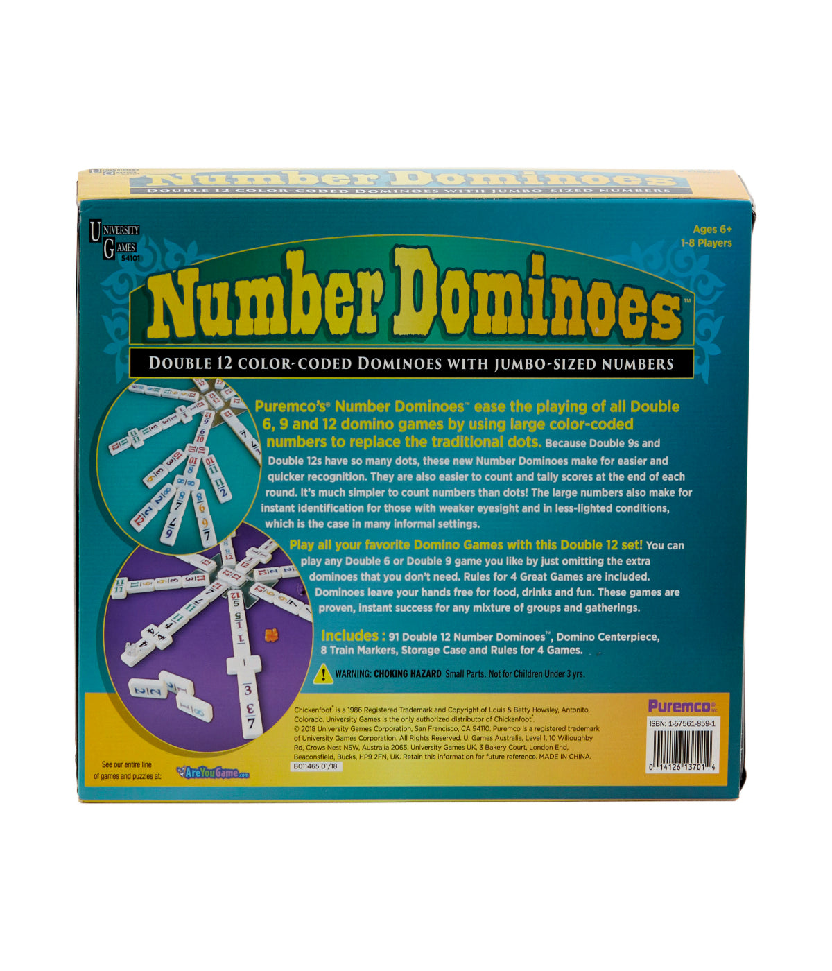  Number Dominoes - Premium Double 12 Set Multi - Multi - Bonton