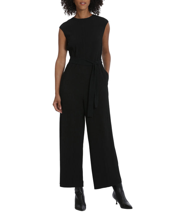 $65 Ny Collection Petite Surplice Belted Wide-Leg Jumpsuit Black Petite XL