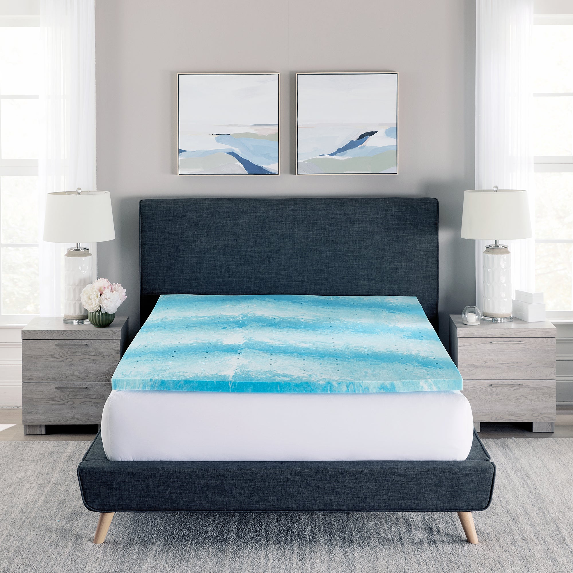  BodiPEDIC Cooling Gel Swirl Memory Foam Mattress Topper 2