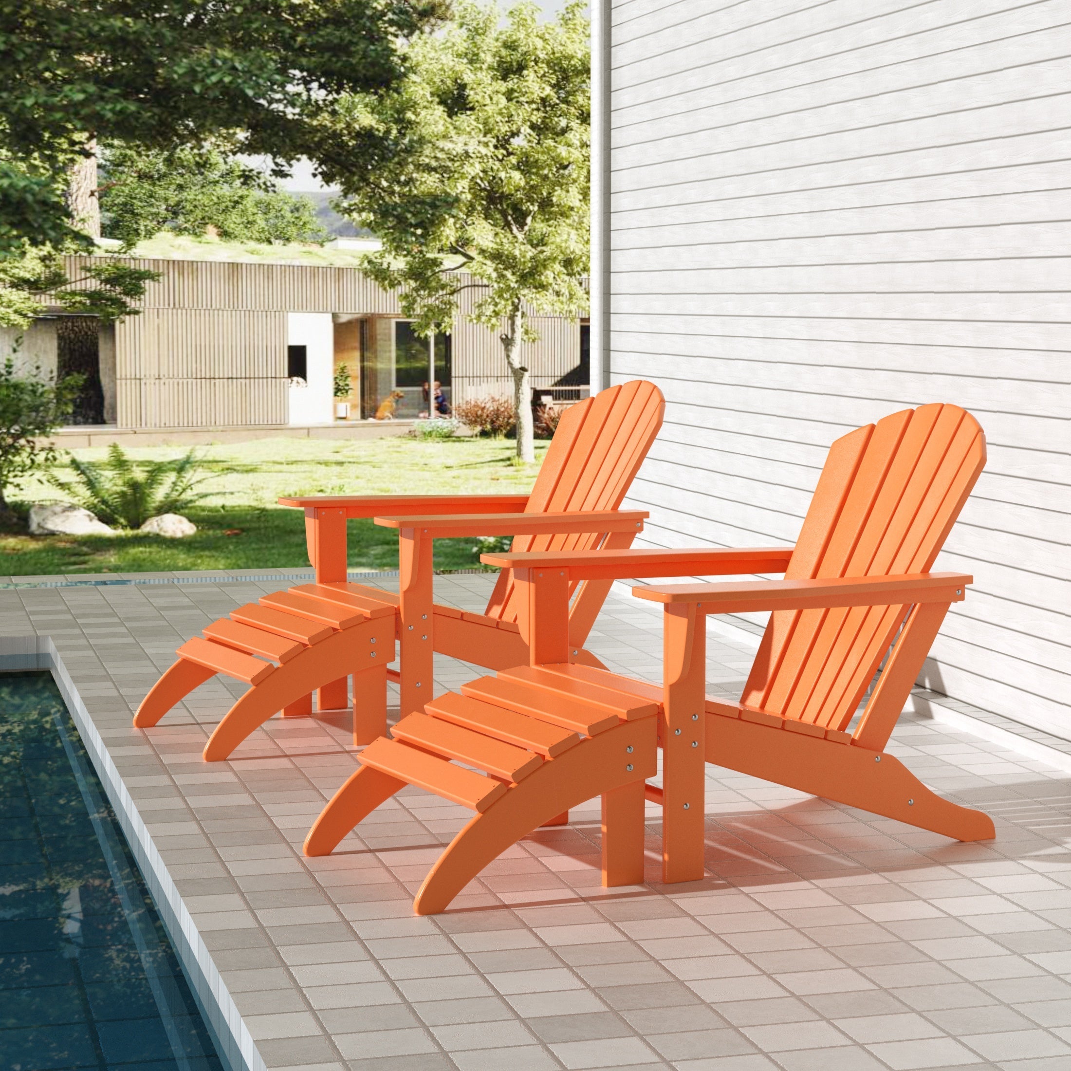  Westin Furniture Altura Outdoor Adirondack Chair With Ottoman 4-Piece Set - Lime - Bonton