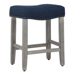 24" Upholstered Saddle Seat Set of 2 Counter Stool