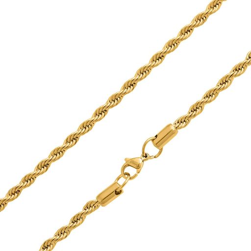  Gemesis Jewels by Edforce Twist Rope Chain 4mm Necklace - Gold - Bonton