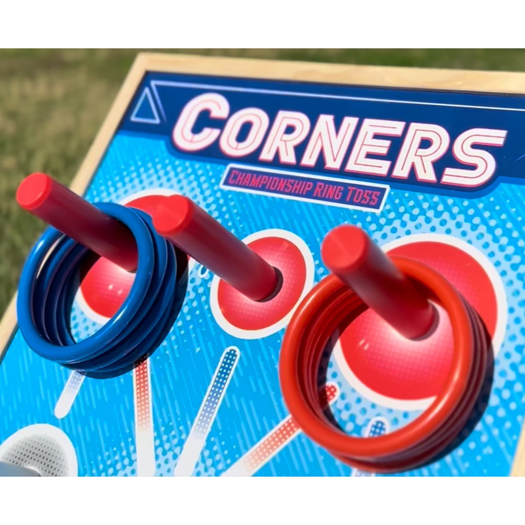  CORNERS RING TOSS Corners Championship: Ring Toss Reinvented - Yard & Party Game, Wooden Peg Board, Competition Scoring Game, Indoor & Outdoor, Family & Friends Ages 6+ - Multi - Bonton