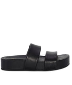 HALLIE Leather Ladies Platform Sandals BLACK