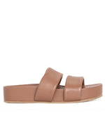 HALLIE Leather Ladies Platform Sandals COGNAC